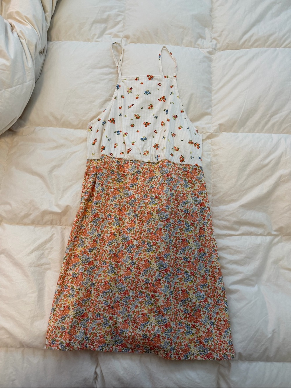 Women’s Floral Mix Print Sundress - White and Orange